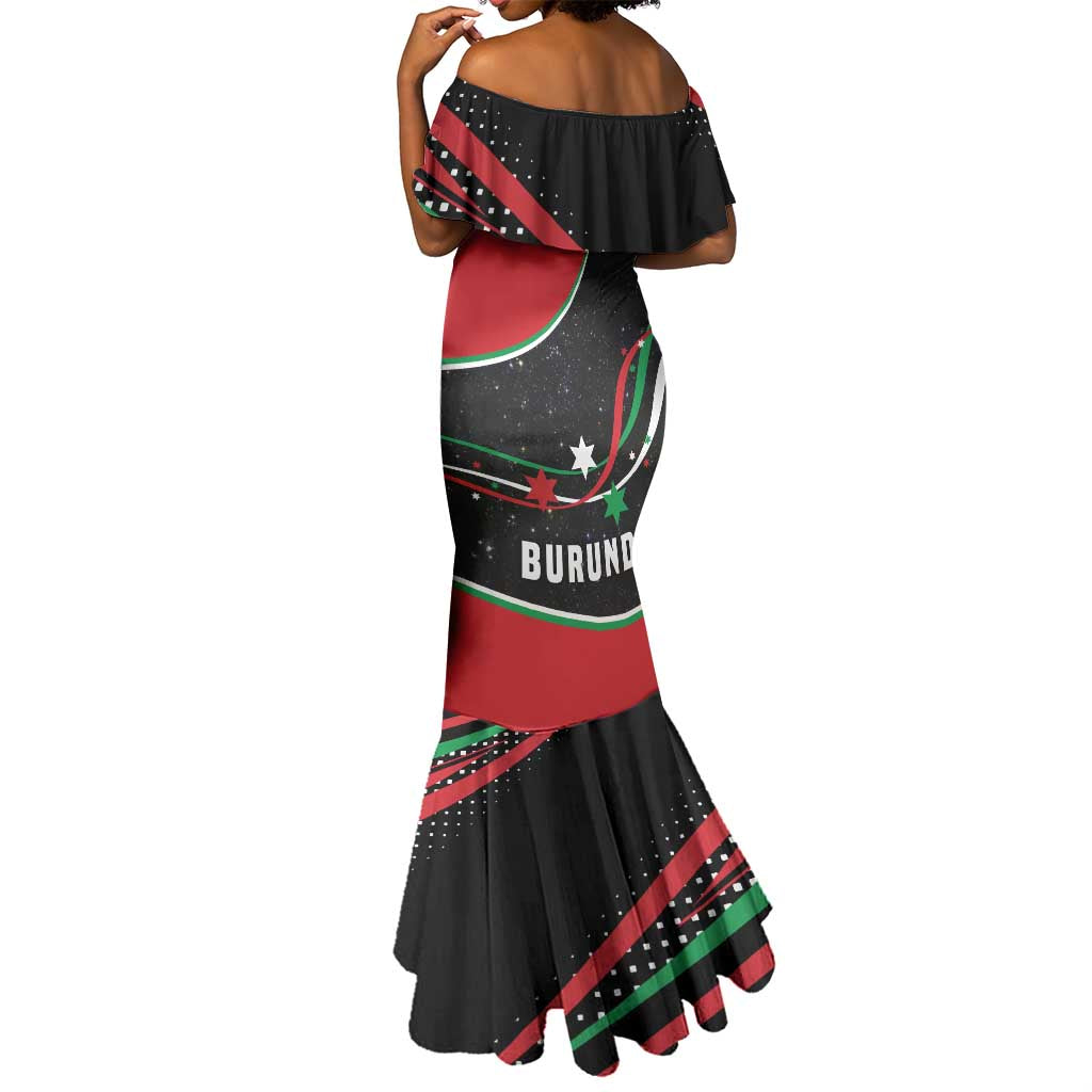 Burundi Mermaid Dress with Athletics Runners Black Red Green Flag Spirit