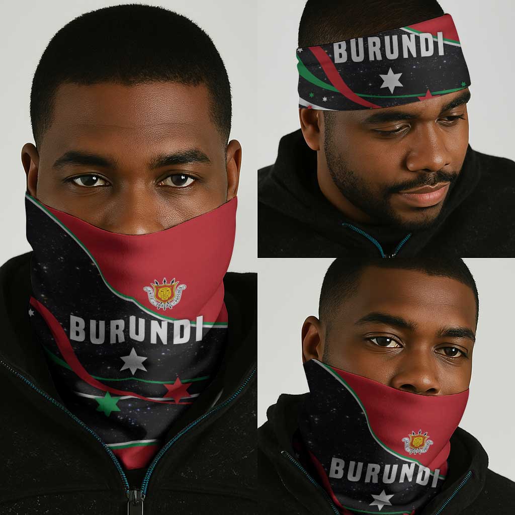 Burundi Neck Gaiter with Athletics Runners Black Red Green Flag Spirit - African Pride