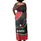 Burundi Off Shoulder Maxi Dress with Athletics Runners Black Red Green Flag Spirit
