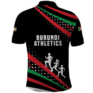 Burundi Polo Shirt with Athletics Runners Black Red Green Flag Spirit