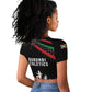 Burundi Raglan Cropped T shirt with Athletics Runners Black Red Green Flag Spirit