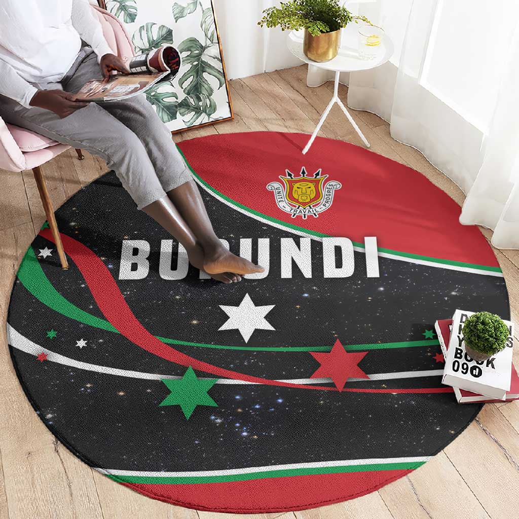Burundi Round Carpet with Athletics Runners Black Red Green Flag Spirit
