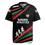 Burundi Rugby Jersey with Athletics Runners Black Red Green Flag Spirit