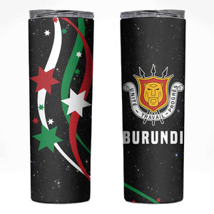 Burundi Skinny Tumbler with Athletics Runners Black Red Green Flag Spirit