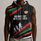 Burundi Sleeveless Zip Hoodie with Athletics Runners Black Red Green Flag Spirit - African Pride