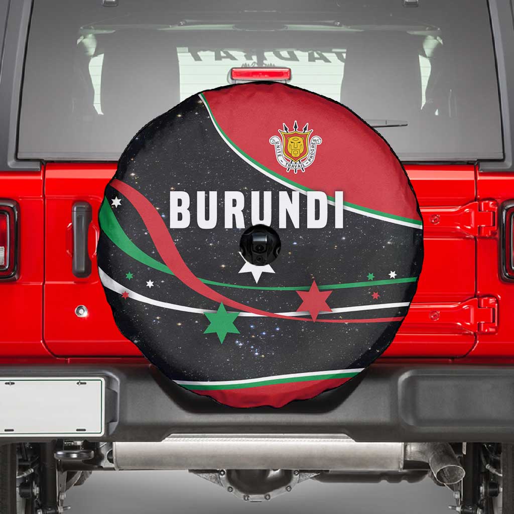 Burundi Spare Tire Cover with Athletics Runners Black Red Green Flag Spirit