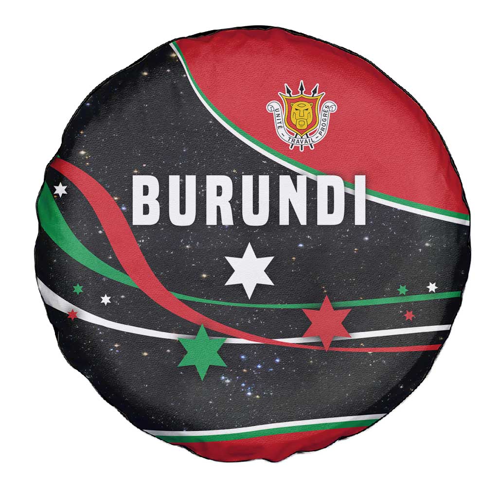 Burundi Spare Tire Cover with Athletics Runners Black Red Green Flag Spirit