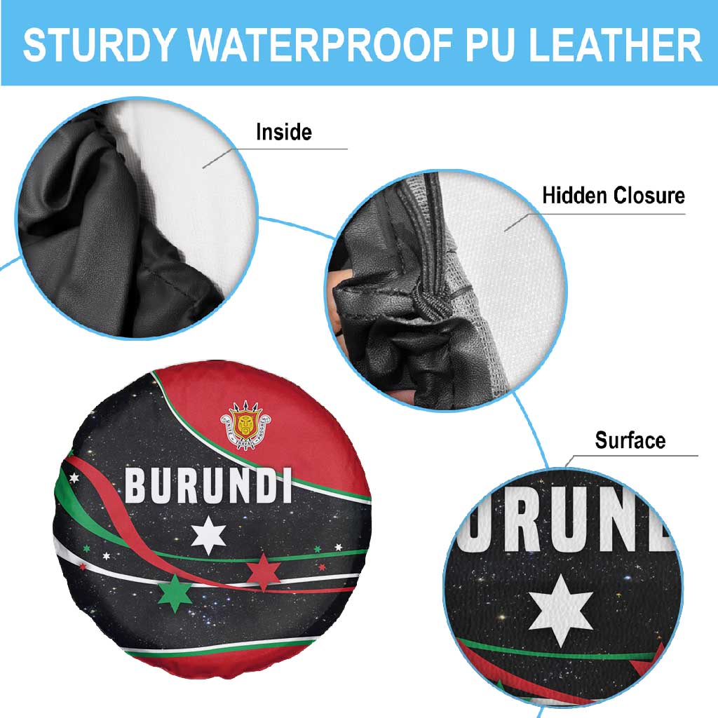 Burundi Spare Tire Cover with Athletics Runners Black Red Green Flag Spirit