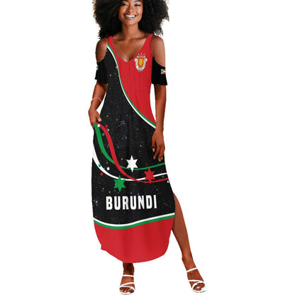 Burundi Summer Maxi Dress with Athletics Runners Black Red Green Flag Spirit