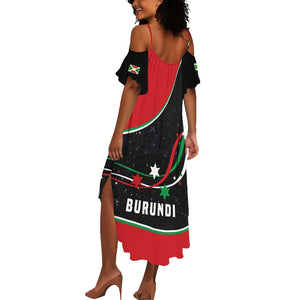 Burundi Summer Maxi Dress with Athletics Runners Black Red Green Flag Spirit