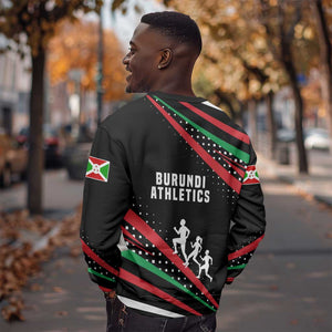 Burundi Sweatshirt with Athletics Runners Black Red Green Flag Spirit