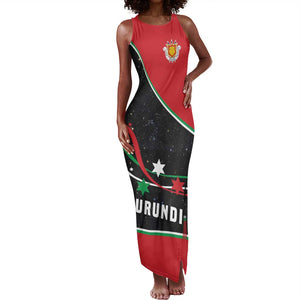 Burundi Tank Maxi Dress with Athletics Runners Black Red Green Flag Spirit