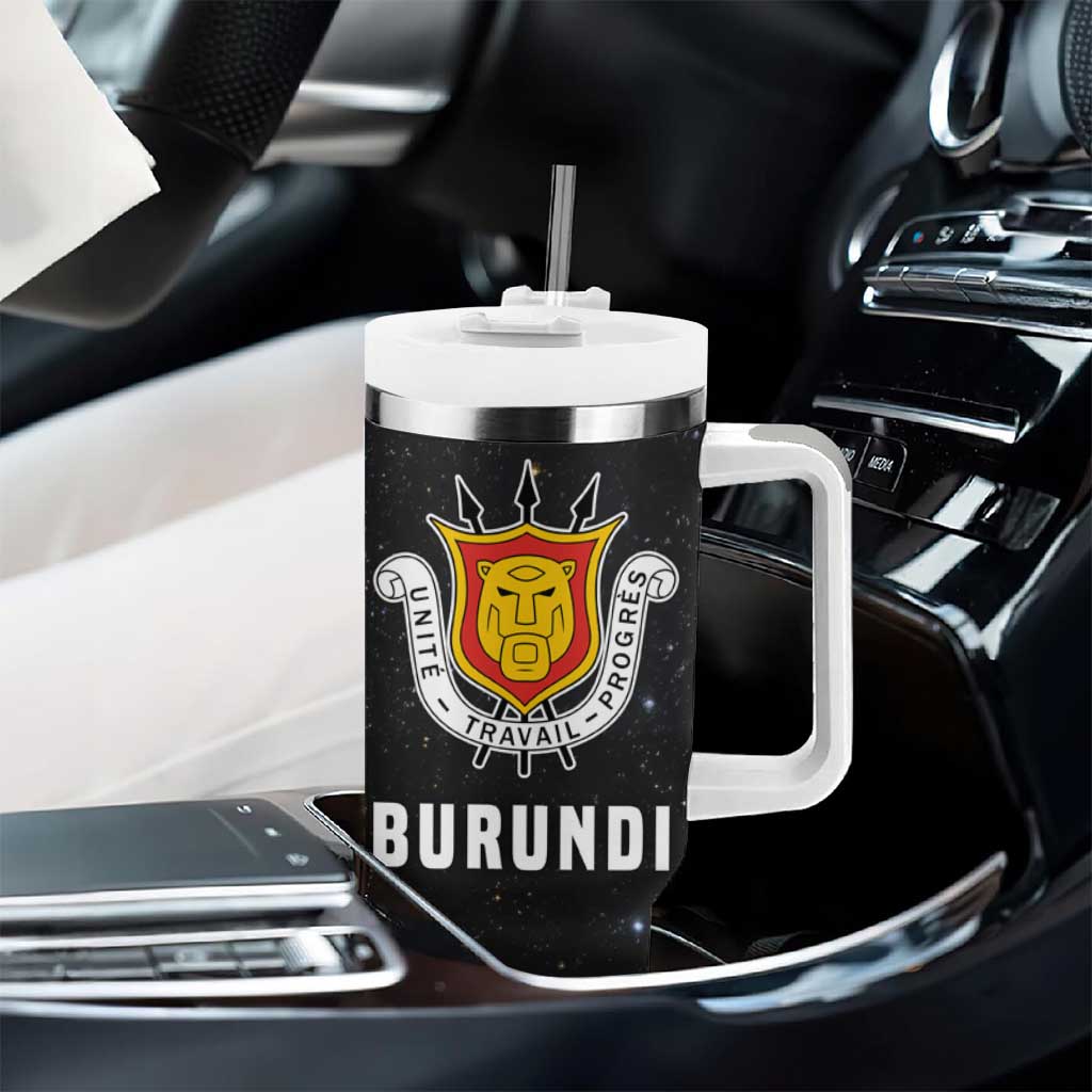 Burundi Tumbler With Handle with Athletics Runners Black Red Green Flag Spirit
