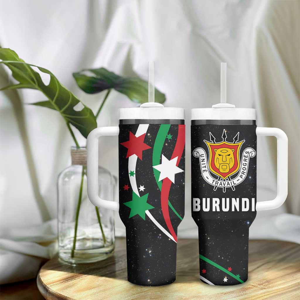 Burundi Tumbler With Handle with Athletics Runners Black Red Green Flag Spirit