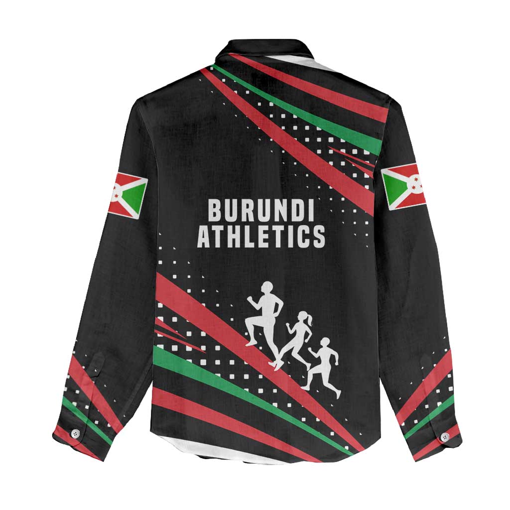 Burundi Women Casual Shirt with Athletics Runners Black Red Green Flag Spirit