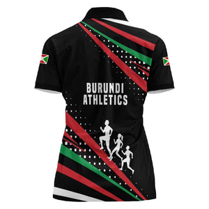 Burundi Women Polo Shirt with Athletics Runners Black Red Green Flag Spirit
