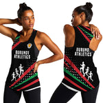 Burundi Women Racerback Tank with Athletics Runners Black Red Green Flag Spirit