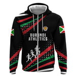 Burundi Zip Hoodie with Athletics Runners Black Red Green Flag Spirit