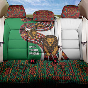 Burundi Lion Tribal Pattern Back Car Seat Cover - National Motto Unité Travail Progrès