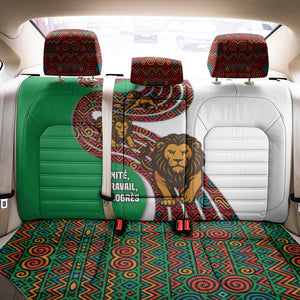 Burundi Lion Tribal Pattern Back Car Seat Cover - National Motto Unité Travail Progrès