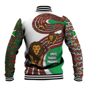 Burundi Lion Tribal Pattern Baseball Jacket - National Motto Unité Travail Progrès