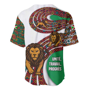 Burundi Lion Tribal Pattern Baseball Jersey - National Motto Unité Travail Progrès