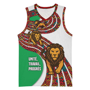 Burundi Lion Tribal Pattern Basketball Jersey - National Motto Unité Travail Progrès - African Pride