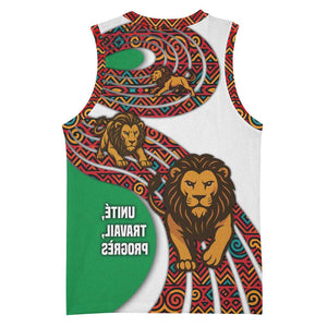 Burundi Lion Tribal Pattern Basketball Jersey - National Motto Unité Travail Progrès - African Pride