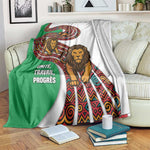 Burundi Lion Tribal Pattern Blanket - National Motto Unité Travail Progrès