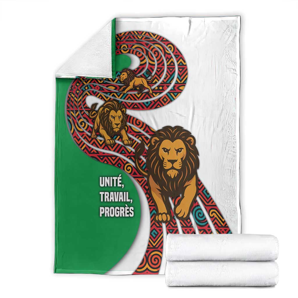 Burundi Lion Tribal Pattern Blanket - National Motto Unité Travail Progrès