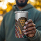 Burundi Lion Tribal Pattern 4 in 1 Can Cooler Tumbler - National Motto Unité Travail Progrès
