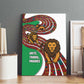 Burundi Lion Tribal Pattern Canvas Wall Art - National Motto Unité Travail Progrès