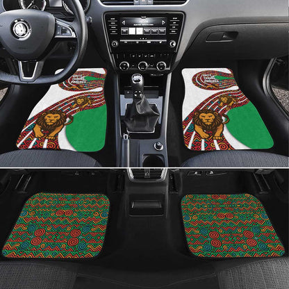 Burundi Lion Tribal Pattern Car Mats - National Motto Unité Travail Progrès