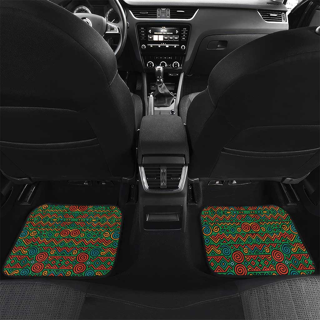 Burundi Lion Tribal Pattern Car Mats - National Motto Unité Travail Progrès
