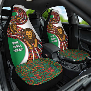 Burundi Lion Tribal Pattern Car Seat Cover - National Motto Unité Travail Progrès