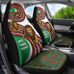 Burundi Lion Tribal Pattern Car Seat Cover - National Motto Unité Travail Progrès
