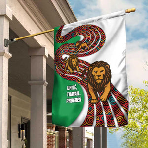 Burundi Lion Tribal Pattern Garden Flag - National Motto Unité Travail Progrès