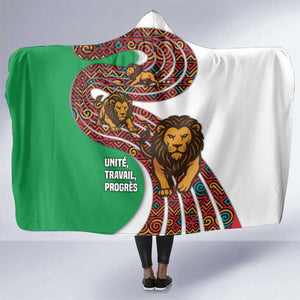 Burundi Lion Tribal Pattern Hooded Blanket - National Motto Unité Travail Progrès