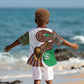 Burundi Lion Tribal Pattern Kid Hawaiian Shirt - National Motto Unité Travail Progrès