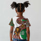 Burundi Lion Tribal Pattern Kid T shirt - National Motto Unité Travail Progrès