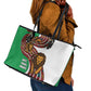 Burundi Lion Tribal Pattern Leather Tote Bag - National Motto Unité Travail Progrès