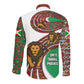 Burundi Lion Tribal Pattern Long Sleeve Button Shirt - National Motto Unité Travail Progrès