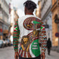 Burundi Lion Tribal Pattern Long Sleeve Button Shirt - National Motto Unité Travail Progrès