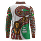 Burundi Lion Tribal Pattern Long Sleeve Polo Shirt - National Motto Unité Travail Progrès
