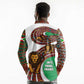 Burundi Lion Tribal Pattern Long Sleeve Polo Shirt - National Motto Unité Travail Progrès