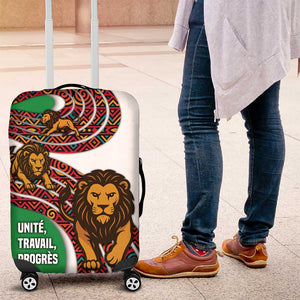 Burundi Lion Tribal Pattern Luggage Cover - National Motto Unité Travail Progrès