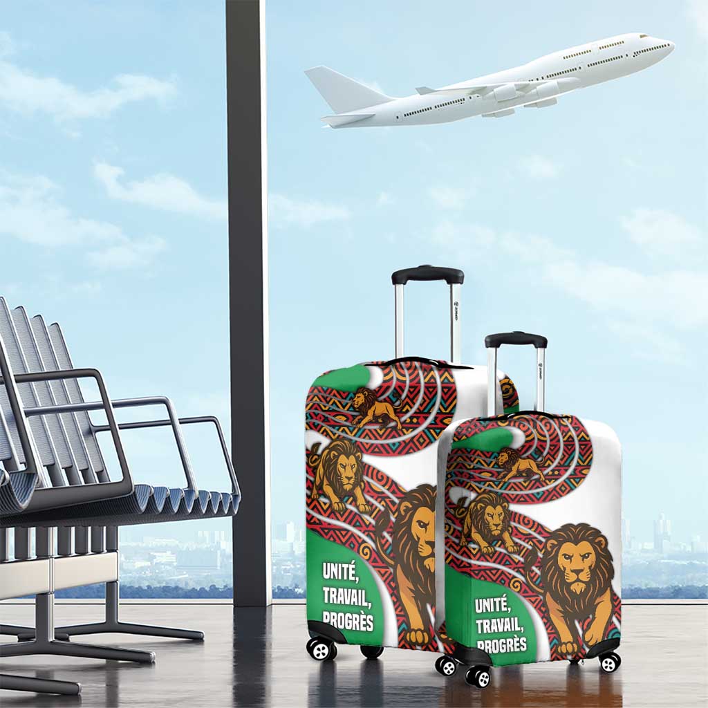 Burundi Lion Tribal Pattern Luggage Cover - National Motto Unité Travail Progrès