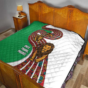 Burundi Lion Tribal Pattern Quilt - National Motto Unité Travail Progrès