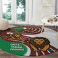 Burundi Lion Tribal Pattern Round Carpet - National Motto Unité Travail Progrès