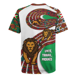 Burundi Lion Tribal Pattern Rugby Jersey - National Motto Unité Travail Progrès